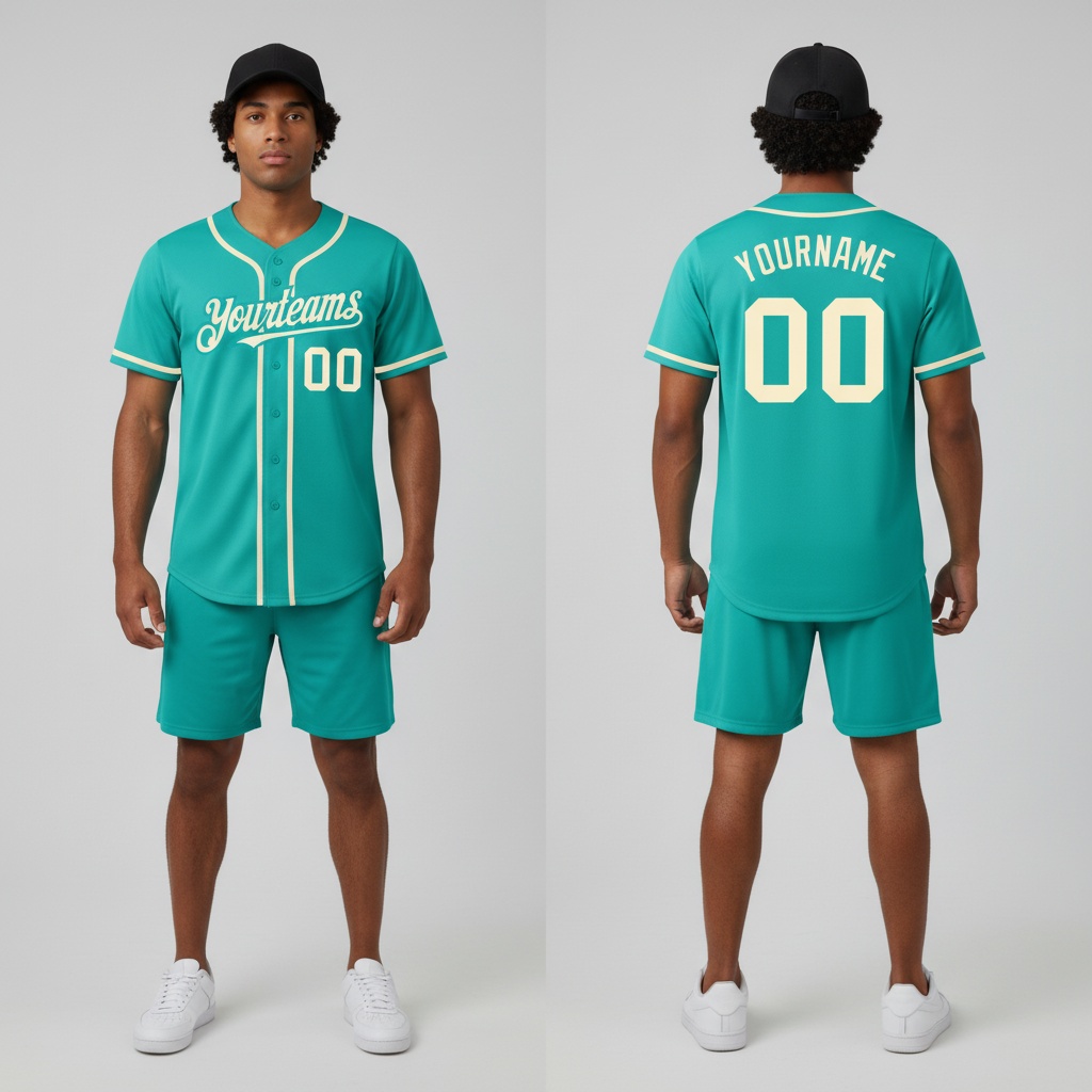 Custom Aqua Baseball Cream Jersey, Design Your Own Baseball Uniforms