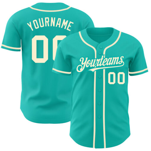 Custom Aqua Baseball Cream Jersey, Design Your Own Baseball Uniforms