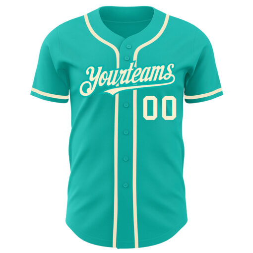 Custom Aqua Baseball Cream Jersey, Design Your Own Baseball Uniforms
