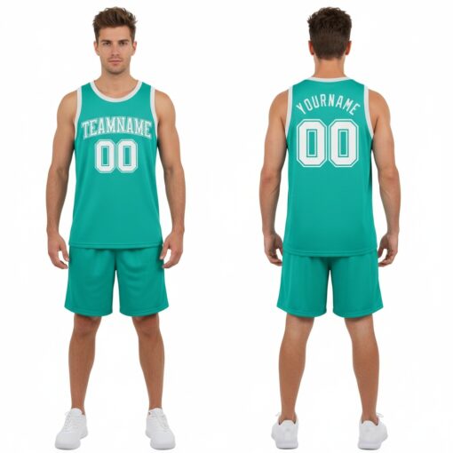 Custom Aqua Basketball White Jersey, Custom Basketball Uniforms
