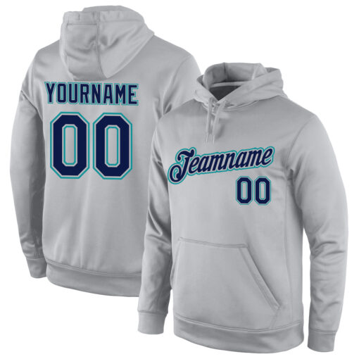 Custom Aqua Gray Hoodie, Custom Pullover Hoodie