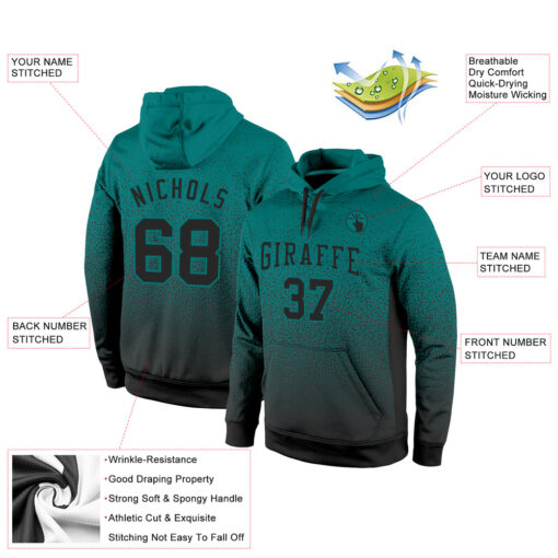 Custom Aqua Black Hoodies, Hoodie Designs