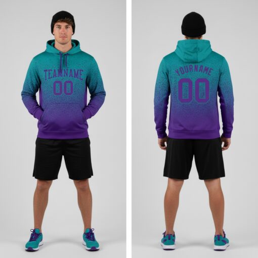 Custom Aqua Purple Hoodies, Hoodies With Designs