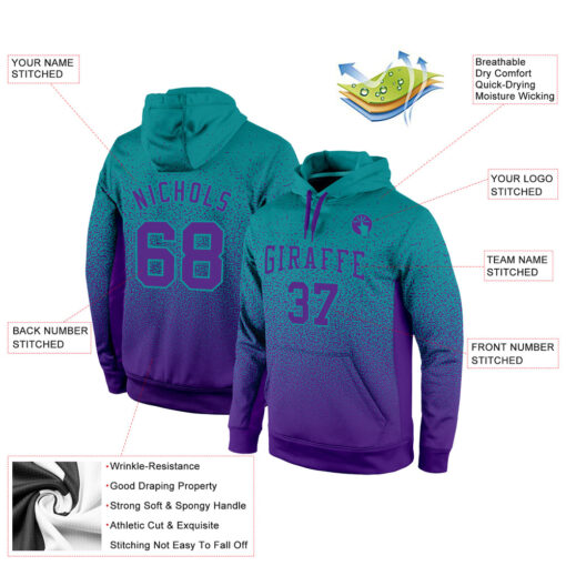 Custom Aqua Purple Hoodies, Hoodies With Designs