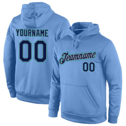 Custom Aqua Light Blue Hoodie, Personalized Embroidered Hoodie