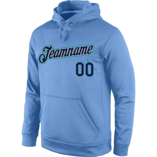 Custom Aqua Light Blue Hoodie, Personalized Embroidered Hoodie