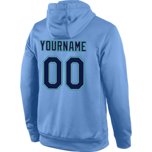 Custom Aqua Light Blue Hoodie, Personalized Embroidered Hoodie