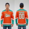 Custom Aqua Orange Hockey White Jersey, Custom Team Hockey Jerseys
