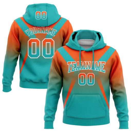 Custom Aqua Orange Hoodie, Custom Designed Hoodies