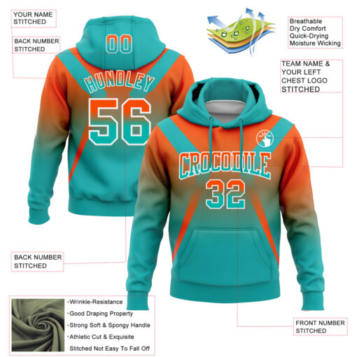 Custom Aqua Orange Hoodie, Custom Designed Hoodies