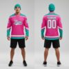 Custom Aqua Pink Hockey White Jersey, Custom Hockey Team Uniforms