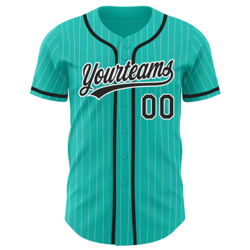 Custom Aqua Pinstripe Baseball Black Jersey, Personalized Baseball Jerseys