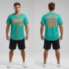 Custom Aqua Pinstripe Baseball Orange Jersey, Personalize Baseball Jerseys