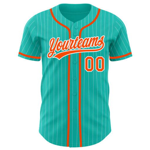 Custom Aqua Pinstripe Baseball Orange Jersey, Personalize Baseball Jerseys
