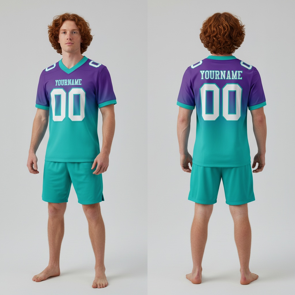 Custom Aqua Purple City Football White Jersey, Custom Football Jerseys