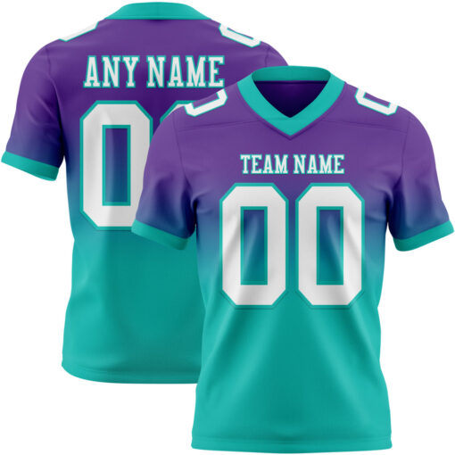 Custom Aqua Purple City Football White Jersey, Custom Football Jerseys