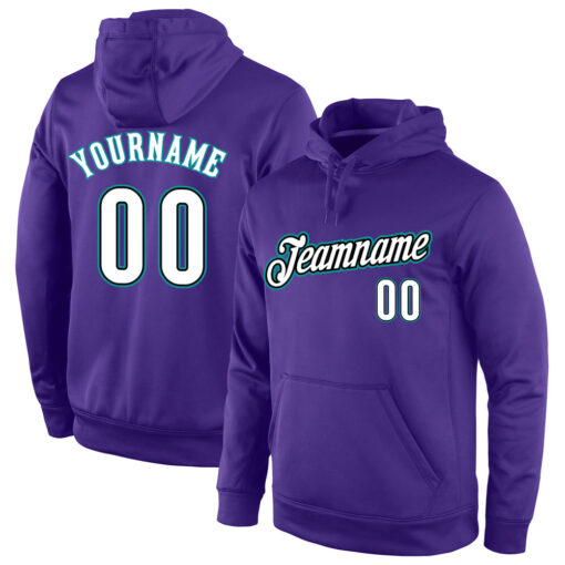 Custom Aqua Purple Hoodie, Custom Pullover Hoodie