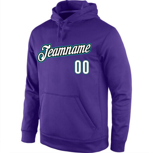 Custom Aqua Purple Hoodie, Custom Pullover Hoodie