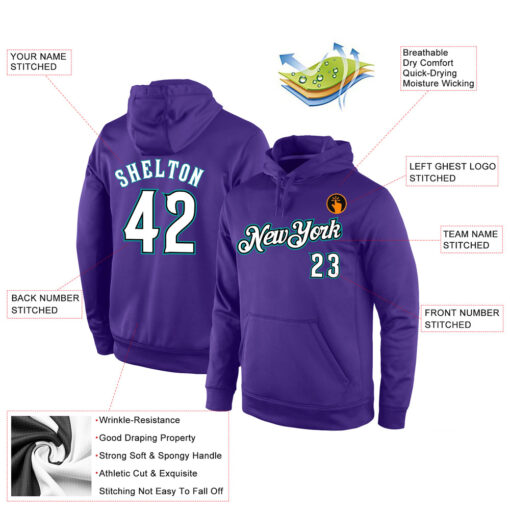 Custom Aqua Purple Hoodie, Custom Pullover Hoodie