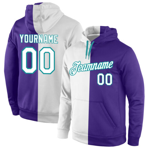 Custom Aqua Purple Hoodie, Custom Pullover Hoodies