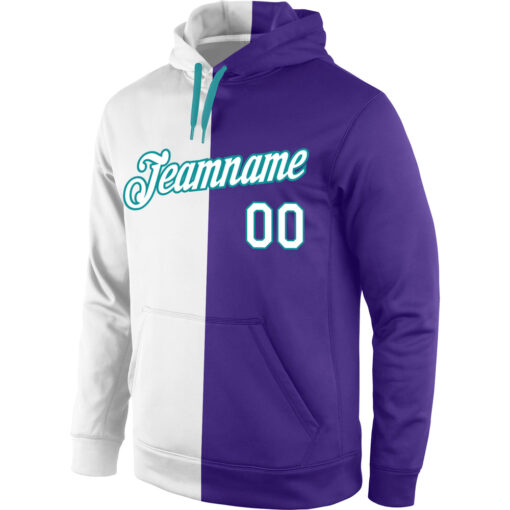 Custom Aqua Purple Hoodie, Custom Pullover Hoodies