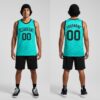 Custom Aqua Uniform 3d Pattern Basketball Black Jersey, Custom Basketball Uniform