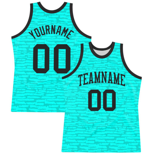 Custom Aqua Uniform 3d Pattern Basketball Black Jersey, Custom Basketball Uniform