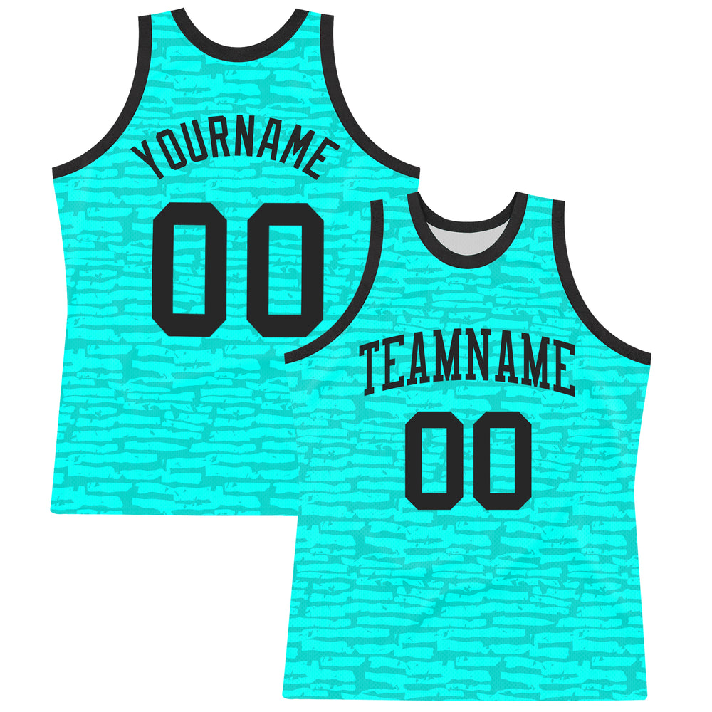 Custom Aqua Uniform 3d Pattern Basketball Black Jersey, Custom Basketball Uniform