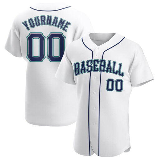 Custom Aqua White Baseball Navy Jersey, Custom Baseball Jerseys For Teams