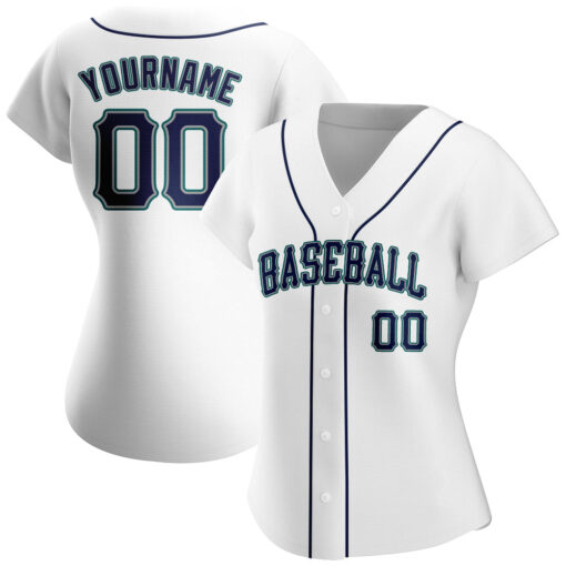 Custom Aqua White Baseball Navy Jersey, Custom Baseball Jerseys For Teams