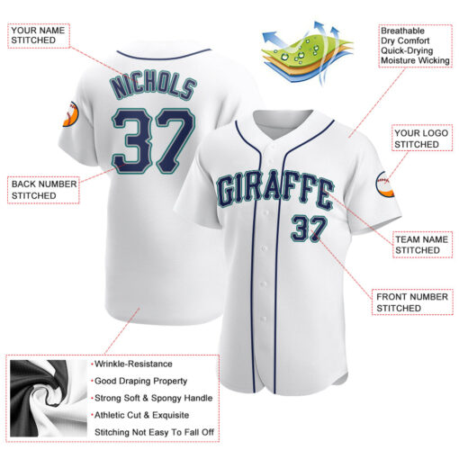 Custom Aqua White Baseball Navy Jersey, Custom Baseball Jerseys For Teams