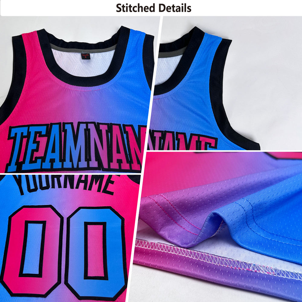 Custom Black Aqua Basketball Neon Pink Jersey, Customize Basketball Uniforms