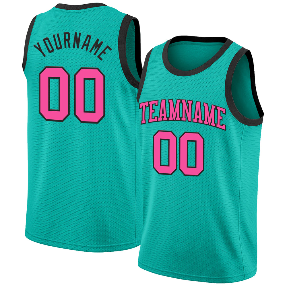 Custom Black Aqua Basketball Pink Jersey, Custom Team Basketball Jerseys