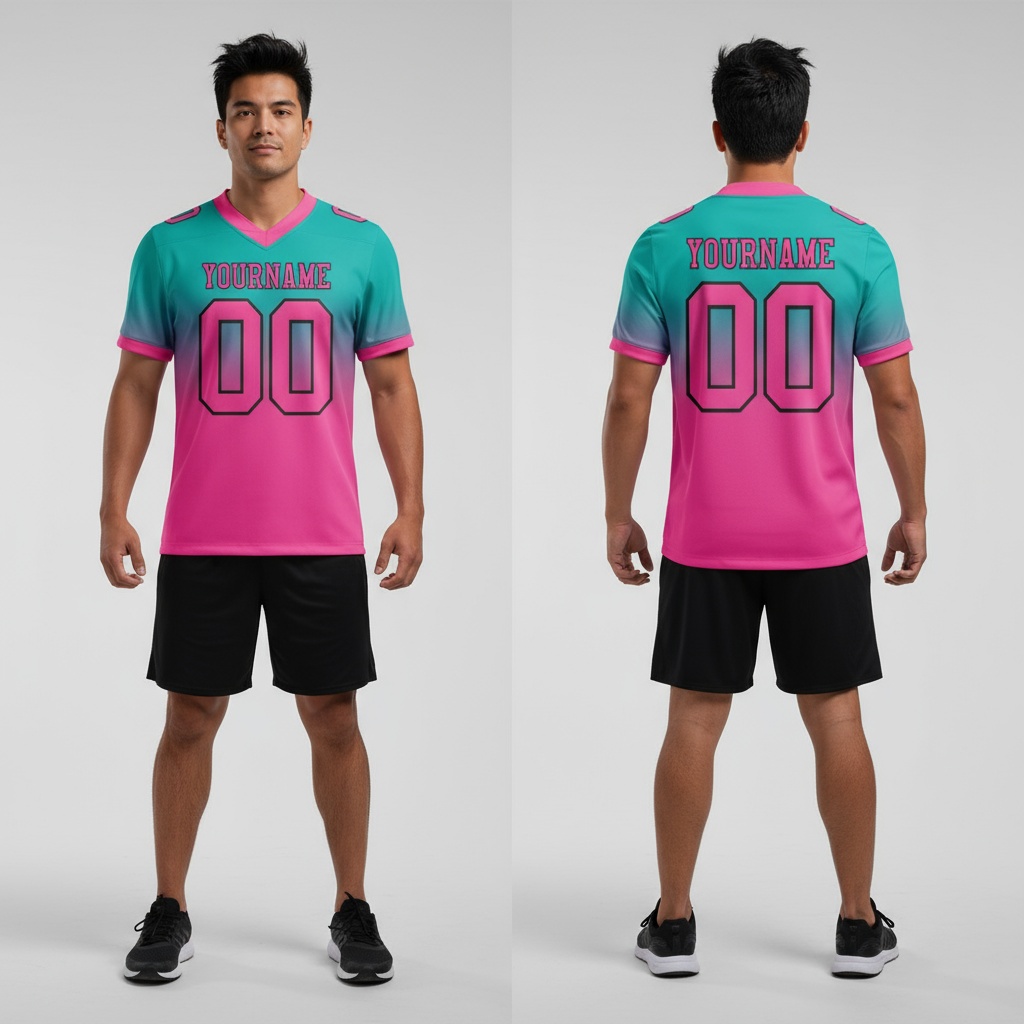 Custom Black Aqua City Football Pink Jersey, Best Football Uniform Design