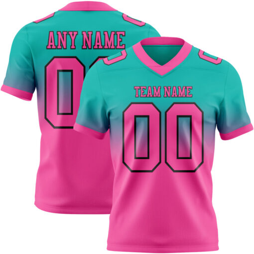 Custom Black Aqua City Football Pink Jersey, Best Football Uniform Design