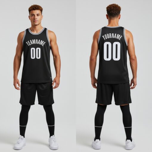 Custom Black Basketball White Jersey, Custom Basketball Uniform