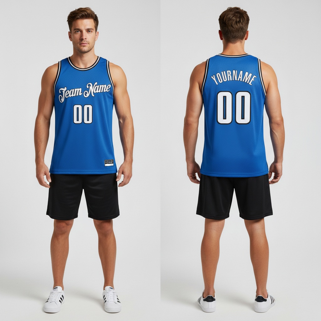 Custom Black Blue Basketball White Jersey, Custom Basketball Jerseys