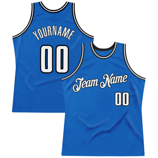 Custom Black Blue Basketball White Jersey, Custom Basketball Jerseys