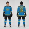 Custom Black Blue Hockey Gold Jersey, Custom Hockey Jerseys