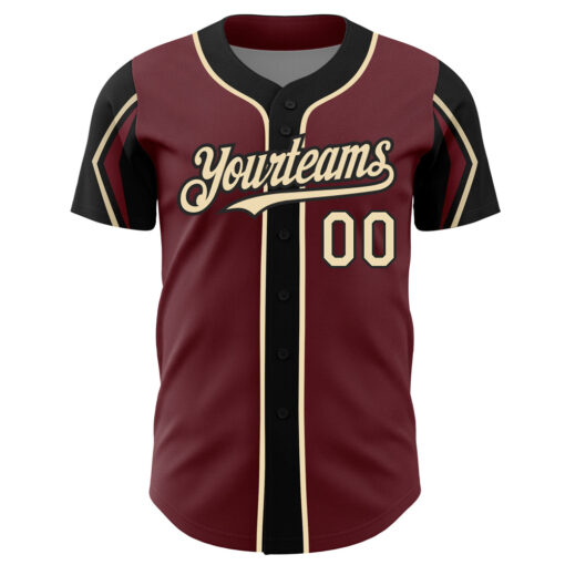 Custom Black Burgundy Baseball City Cream Jersey, Baseball Uniform Design