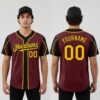 Custom Black Burgundy Baseball Gold Jersey, Design A Baseball Uniform