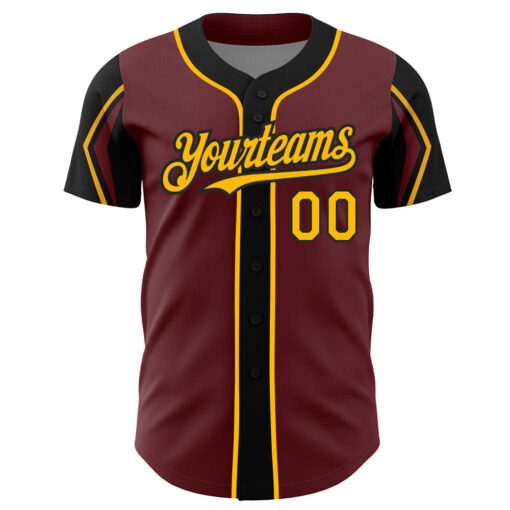 Custom Black Burgundy Baseball Gold Jersey, Design A Baseball Uniform