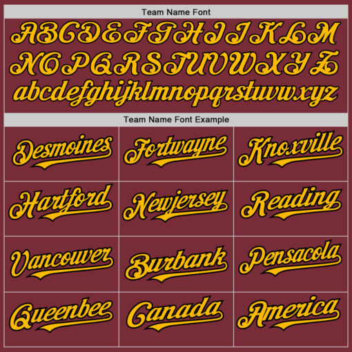 Custom Black Burgundy Baseball Gold Jersey, Design A Baseball Uniform