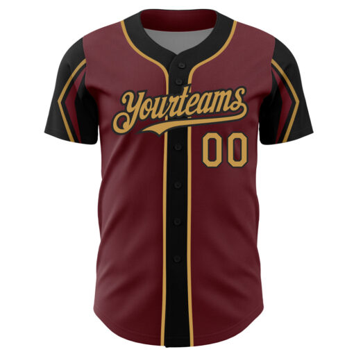 Custom Black Burgundy Baseball Old Gold Jersey, Design Baseball Uniforms