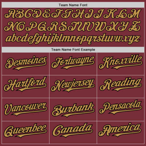 Custom Black Burgundy Baseball Old Gold Jersey, Design Baseball Uniforms