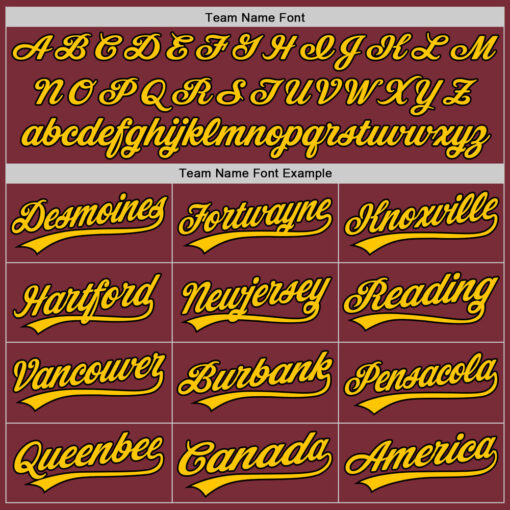 Custom Black Burgundy Baseball Yellow Jersey, Design Your Own Baseball Uniform