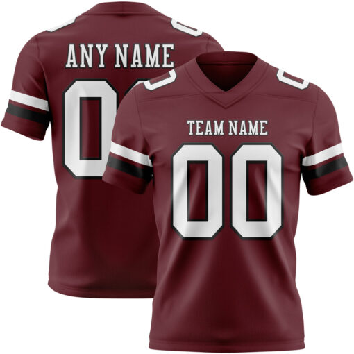 Custom Black Burgundy City Football White Jersey, Football Jersey Designs