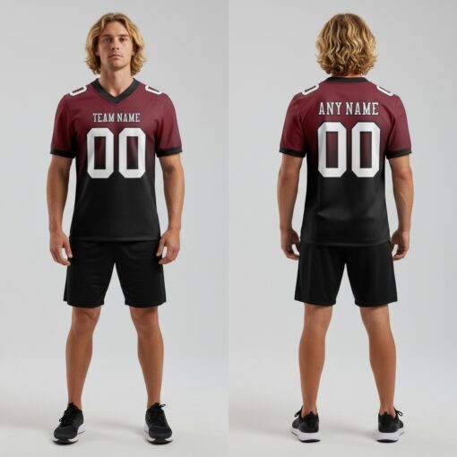 Custom Black Burgundy City Football White Jersey, Unique Football Jersey Design