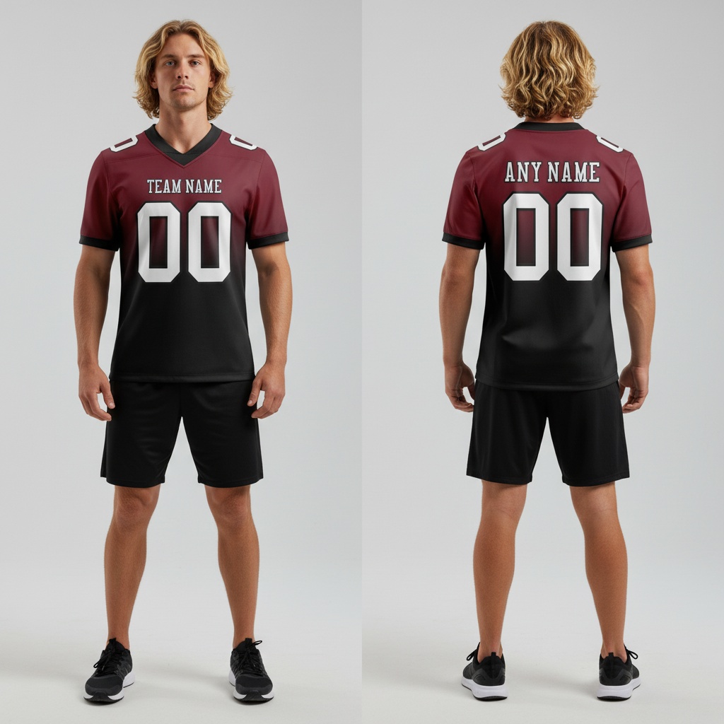 Custom Black Burgundy City Football White Jersey, Unique Football Jersey Design