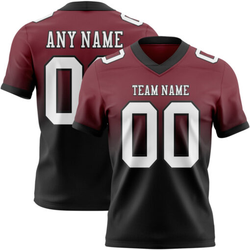 Custom Black Burgundy City Football White Jersey, Unique Football Jersey Design